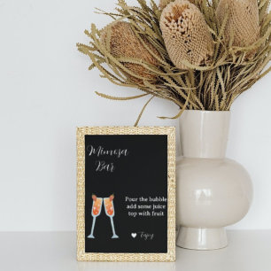 Minimalistisk svartvit möhippa mimosa pub poster