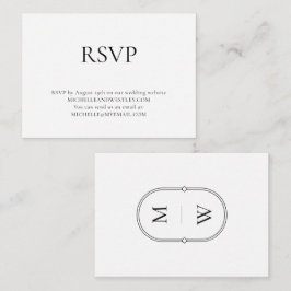 Minimalistisk svartvit Monogram-Bröllop OSA Tilläggskort