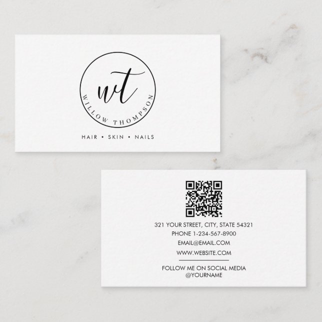 Minimalistisk svartvit monogram-Logotyp Visitkort (Fram/baksida)