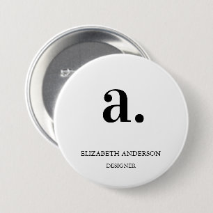 Minimalistisk svartvit monogram, modern Elegant Knapp