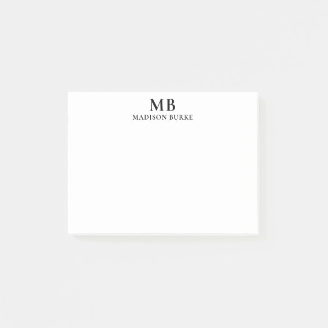 Minimalistisk svartvit monogram post-it block (Framsida)