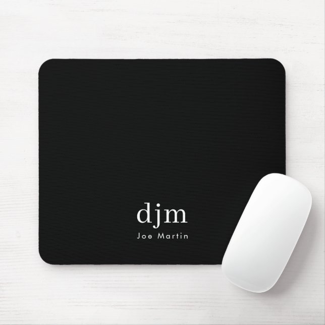 Minimalistisk svartvit monogram svart och vit Eleg Musmatta (Med mus)
