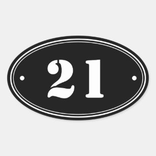 Minimalistisk svartvit numrering, oval Stickers Ovalt Klistermärke