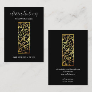Minimalistisk svartvit och Guld smycken Visitkort
