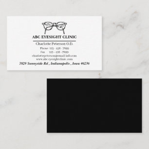 Minimalistisk svartvit optometrist visitkort