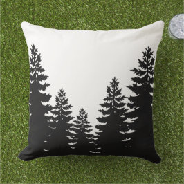 Minimalistisk svartvit silhuette gräs träd kudde