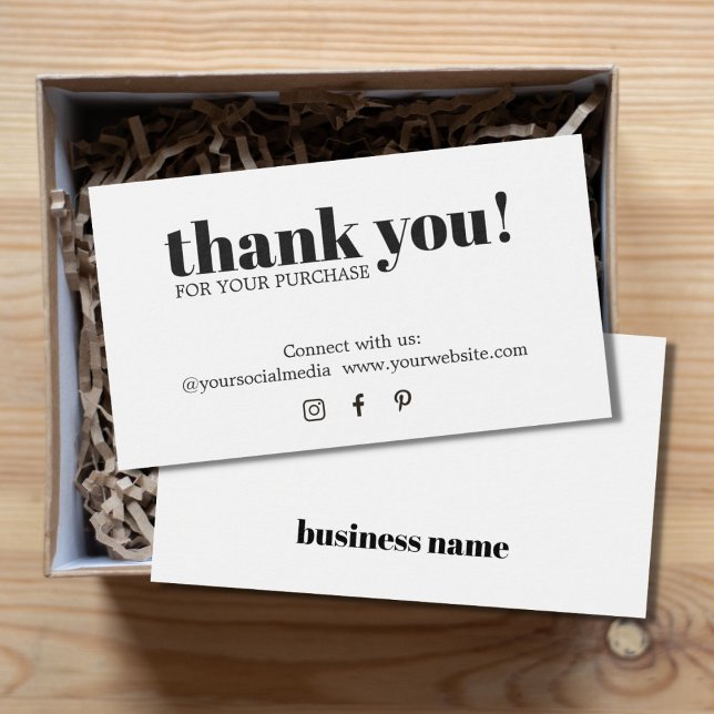 Minimalistisk svartvit Tack för Elegant Visitkort (Skapare uppladdad)