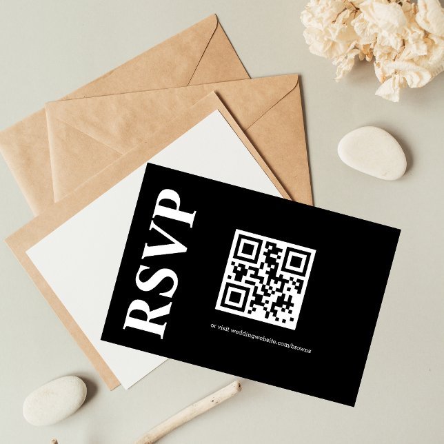 Minimalistisk svartvit textbaserad QR-kod OSA Kort (Skapare uppladdad)