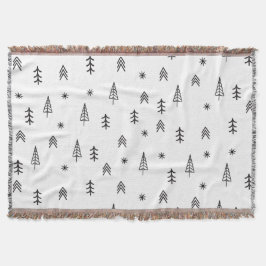 Minimalistisk svartvit vinter-skog Mönster Filt