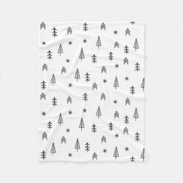 Minimalistisk svartvit vinter-skog Mönster Fleecefilt