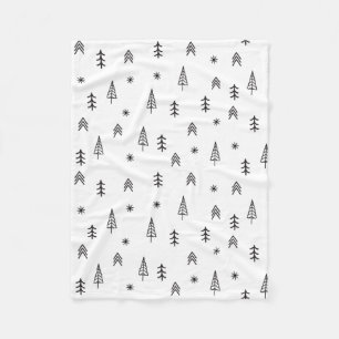 Minimalistisk svartvit vinter-skog Mönster Fleecefilt