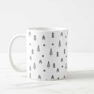 Minimalistisk svartvit vinter-skog Mönster Kaffemugg