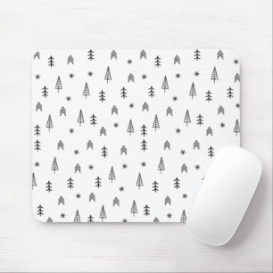 Minimalistisk svartvit vinter-skog Mönster Musmatta