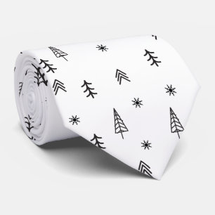 Minimalistisk svartvit vinter-skog Mönster Slips