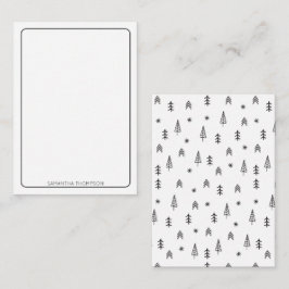 Minimalistisk svartvit vinterskog Mönster Namn Anteckningskort