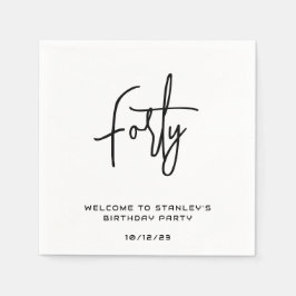 Minimalistisk svartvitt-Födelsedagsfest Pappersservett