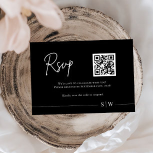 Minimalistisk svartvitt QR-kod Bröllop OSA Kort