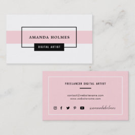 Minimalistisk svartvitt/Rosa Visitkort