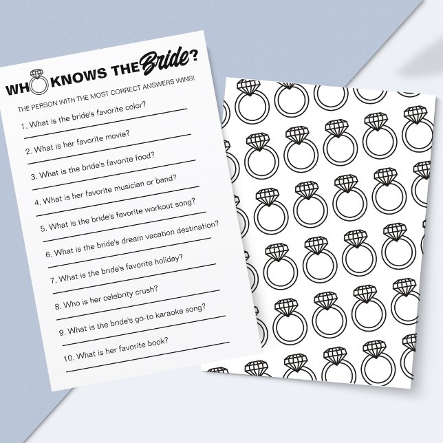 Minimalistisk svartvitt som känner till Möhippans  (Ultimate ‘Who Knows the Bride?’ Game – Fun Wedding Quiz for Guests!)