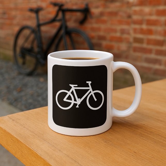 Minimalistisk symbol för svart och vit bike kaffemugg (Skapare uppladdad)