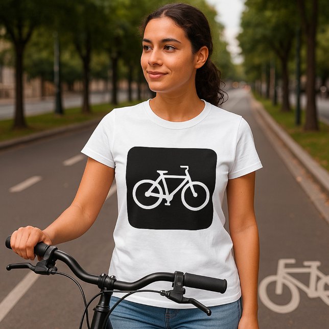 Minimalistisk symbol för svart och vit bike t shirt (Skapare uppladdad)