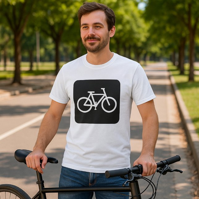 Minimalistisk symbol för svart och vit bike t shirt (Skapare uppladdad)