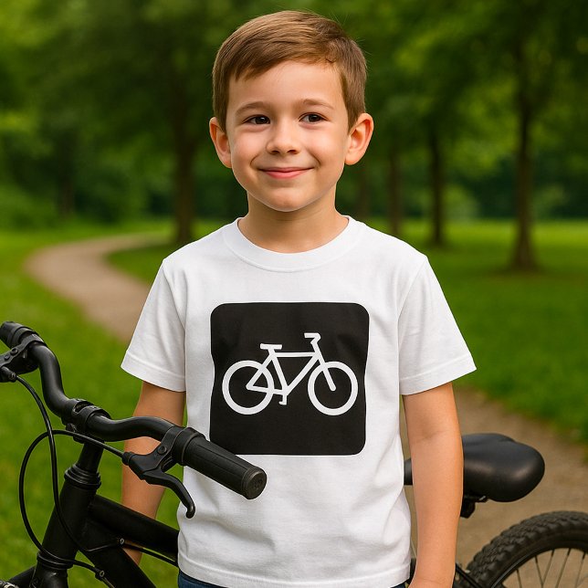 Minimalistisk symbol för svart och vit bike t shirt (Skapare uppladdad)