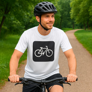 Minimalistisk symbol för svart och vit bike t shirt