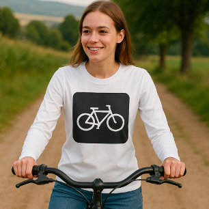 Minimalistisk symbol för svart och vit bike t shirt