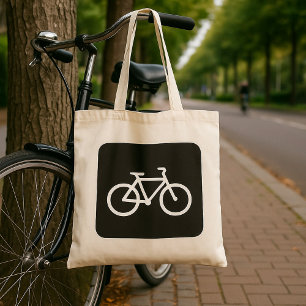 Minimalistisk symbol för svart och vit bike tygkasse