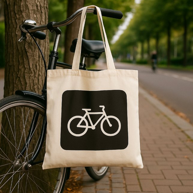 Minimalistisk symbol för svart och vit bike tygkasse (Skapare uppladdad)