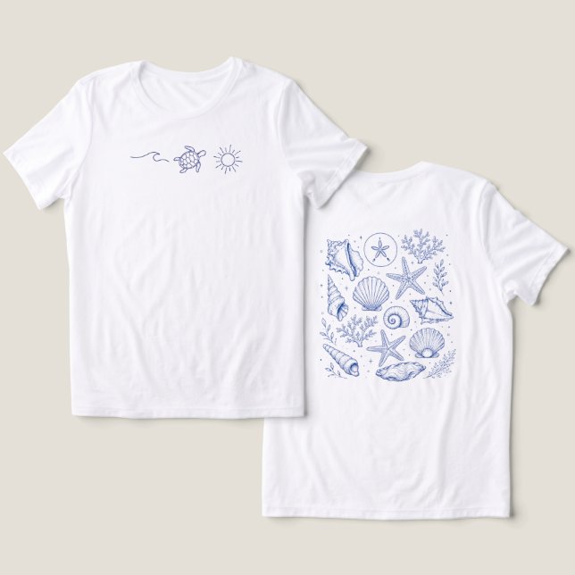 Minimalistisk T-Shirt för Havsälskare (Design fram och bak)