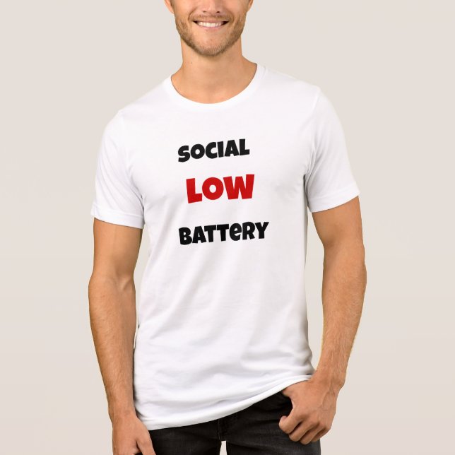 Minimalistisk T-shirt för socialt batteri - Introv (Framsida)