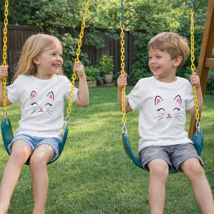 Minimalistisk T-shirt med kattansikte