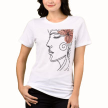 Minimalistisk T-shirt med linjekonst av en kvinnas