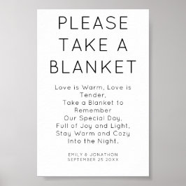 Minimalistisk Ta ett Blanket Bröllop-tecken Poster