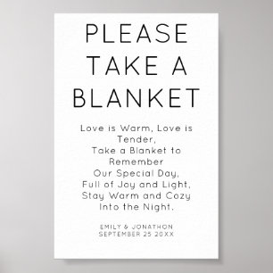 Minimalistisk Ta ett Blanket Bröllop-tecken Poster
