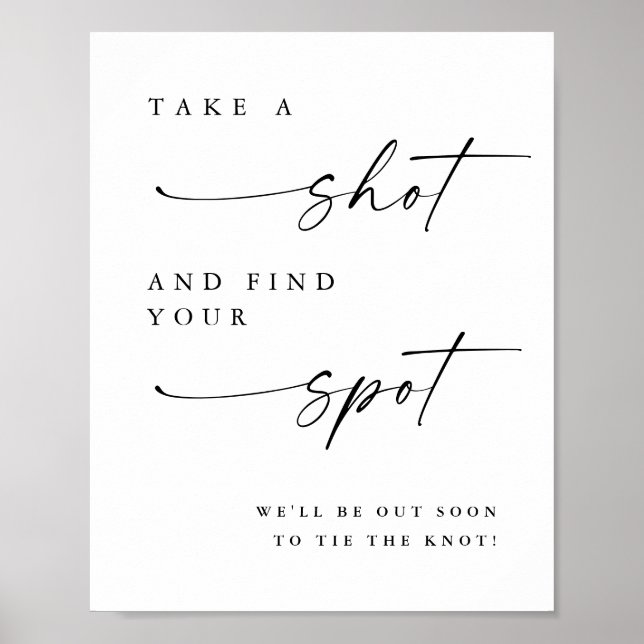 Minimalistisk Ta ett rattande Bröllop-sätesskylt Poster (Framsidan)