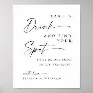 Minimalistisk Ta ett rattande Bröllop-sätesskylt Poster