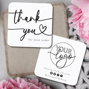Minimalistisk Tack Anpassningsbar logotyp Heart Fyrkantigt Visitkort
