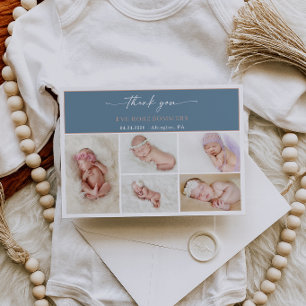 Minimalistisk tack baby fotomeddelandekort inbjudningar