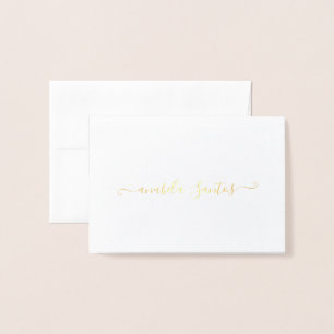 Minimalistisk Tack Chic-skript Enkel Guld Folierat Kort