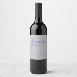 Minimalistisk Tack enkel elegant Lavendel Silver Vinflaska Etikett