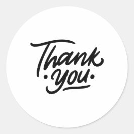 Minimalistisk Tack-etikett för svartvitt Runt Klistermärke