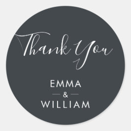 Minimalistisk Tack-etikett för svartvitt Runt Klistermärke