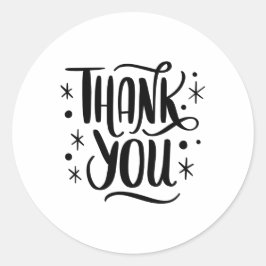 Minimalistisk Tack-etikett för svartvitt Runt Klistermärke