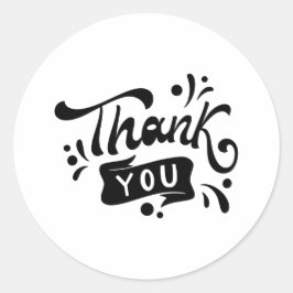 Minimalistisk Tack-etikett för svartvitt Runt Klistermärke