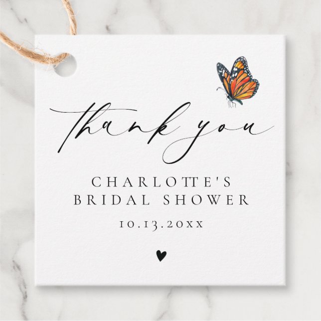 Minimalistisk Tack, monarch Butterfly Gåvor Etiketter (Framsida)