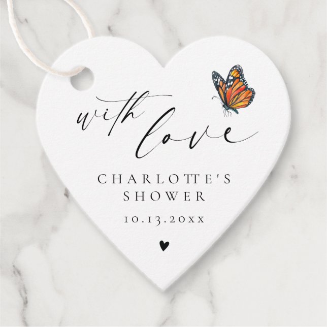 Minimalistisk Tack, monarch Butterfly Shower Gåvor Etiketter (Framsida)