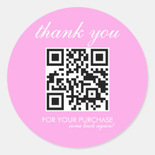 Minimalistisk Tack QR-kod Skript Rosa Runt Klistermärke